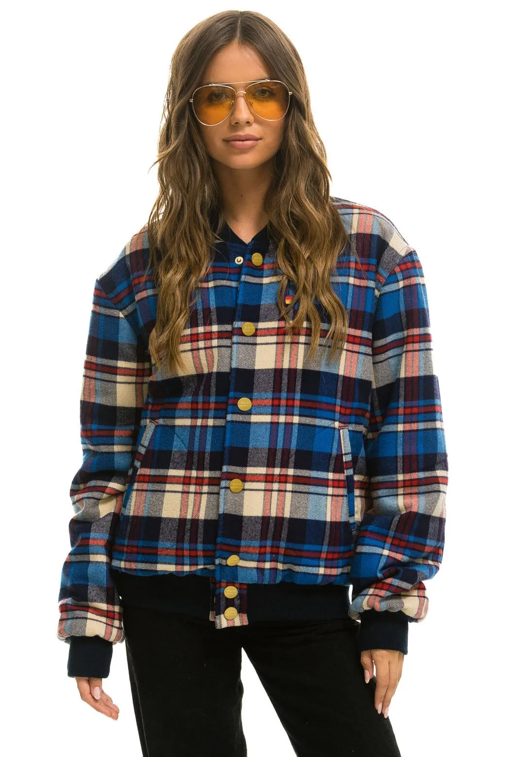 PLAID UNISEX VARSITY JACKET - PATRIOT PLAID