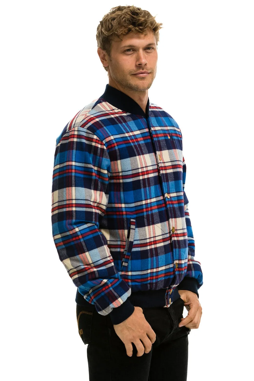 PLAID UNISEX VARSITY JACKET - PATRIOT PLAID