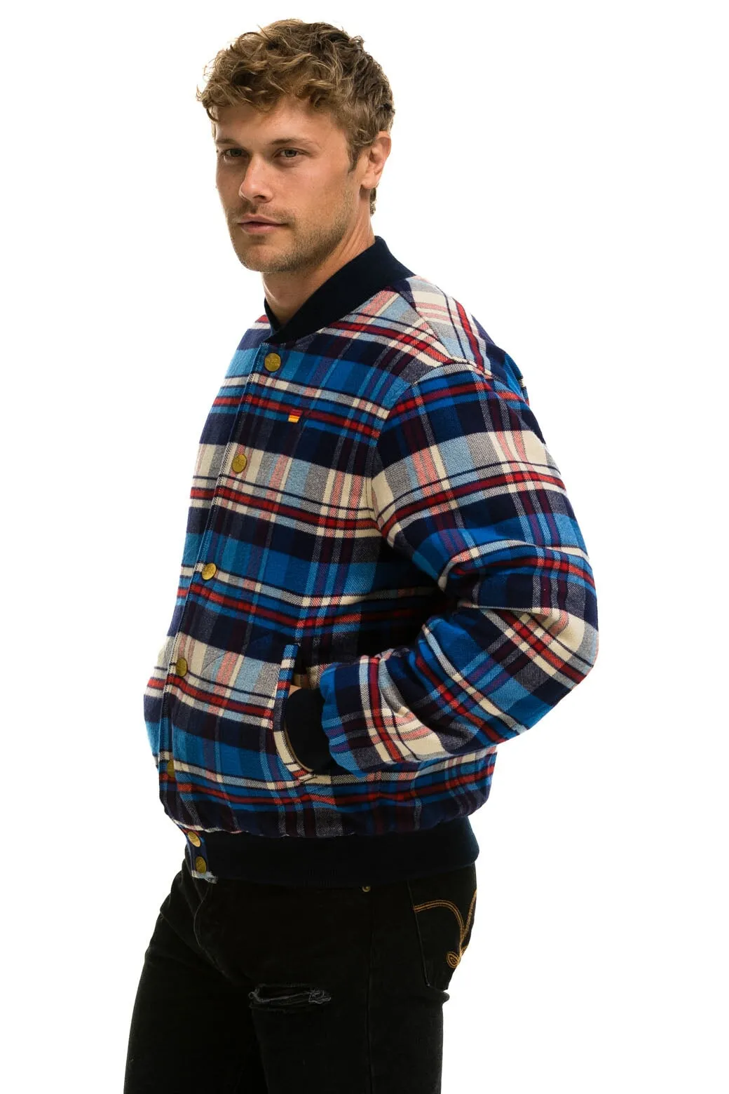 PLAID UNISEX VARSITY JACKET - PATRIOT PLAID