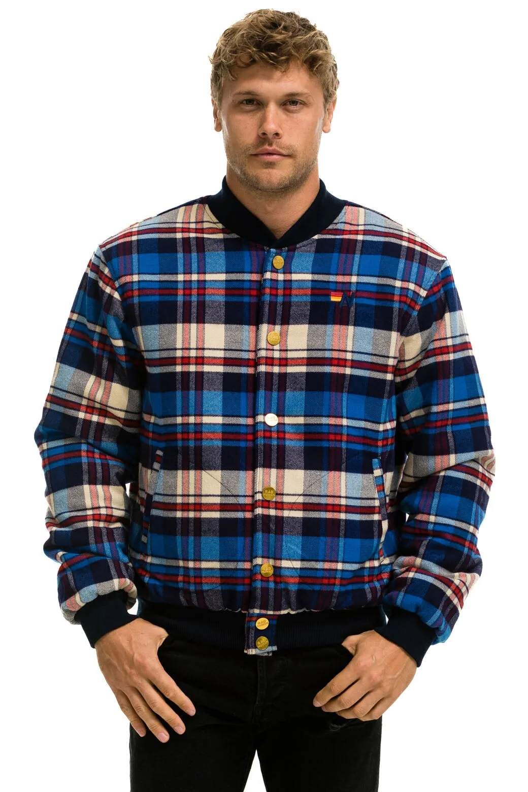 PLAID UNISEX VARSITY JACKET - PATRIOT PLAID