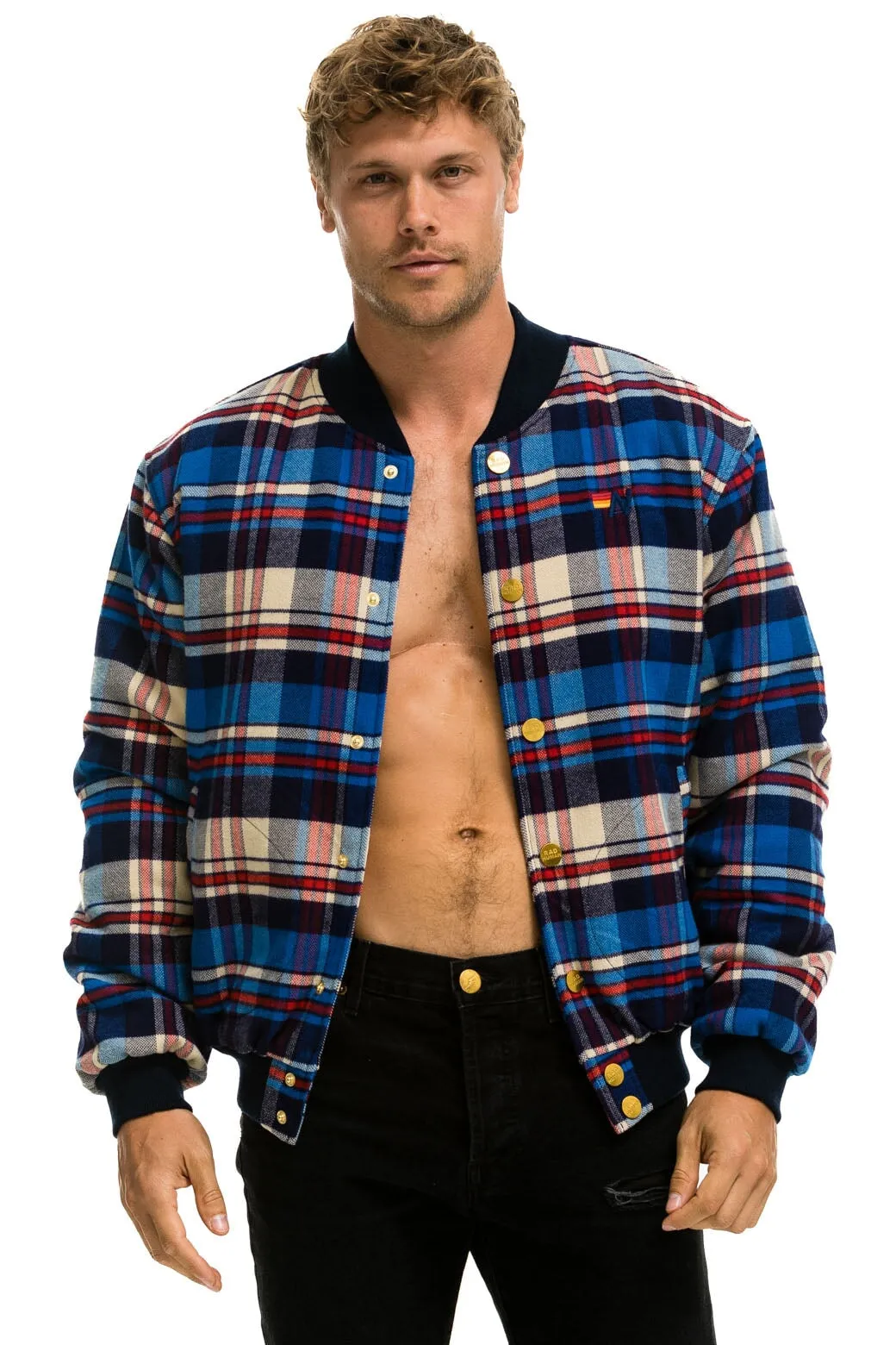 PLAID UNISEX VARSITY JACKET - PATRIOT PLAID