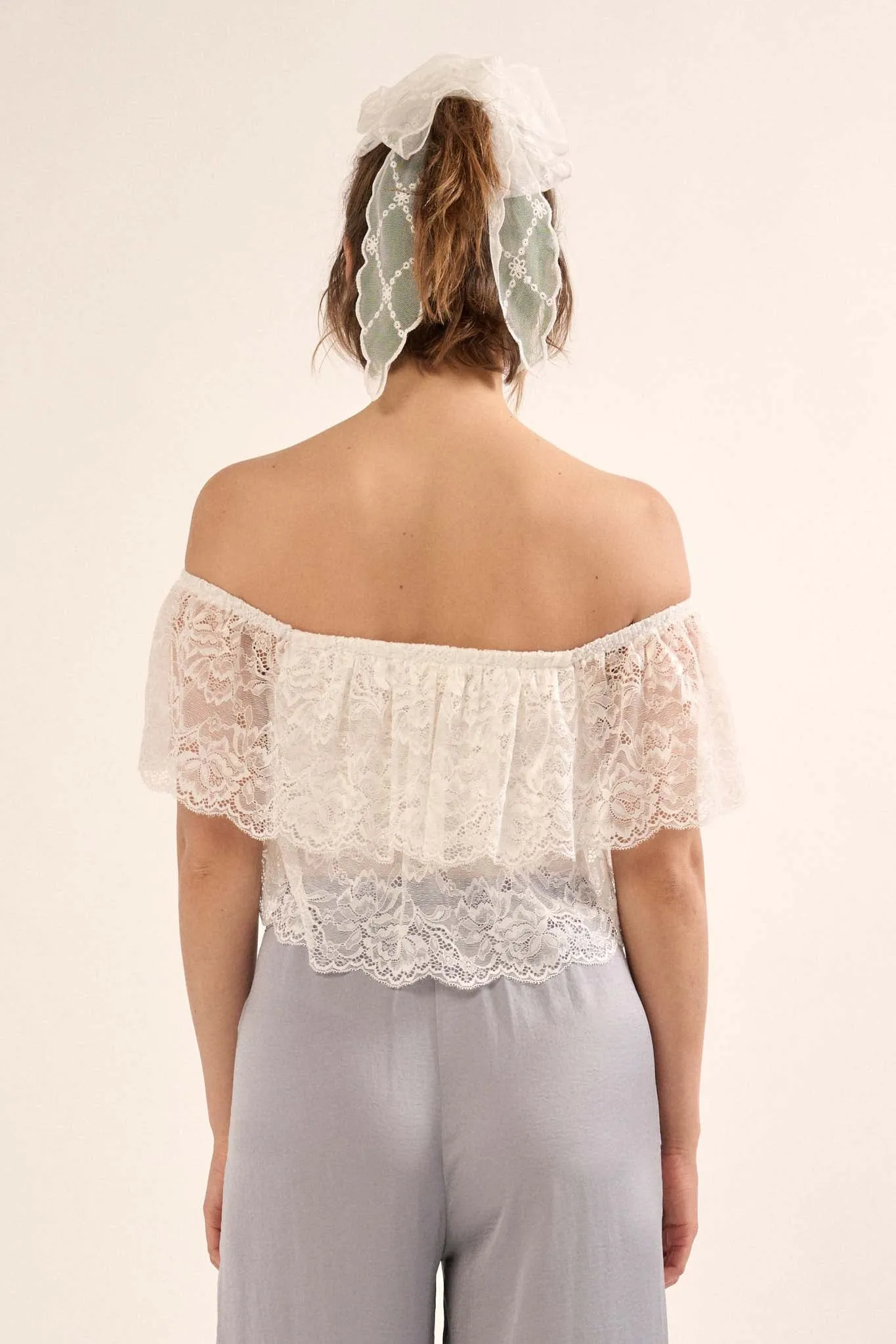 Poetic Beauty Floral Lace Off-Shoulder Bodysuit