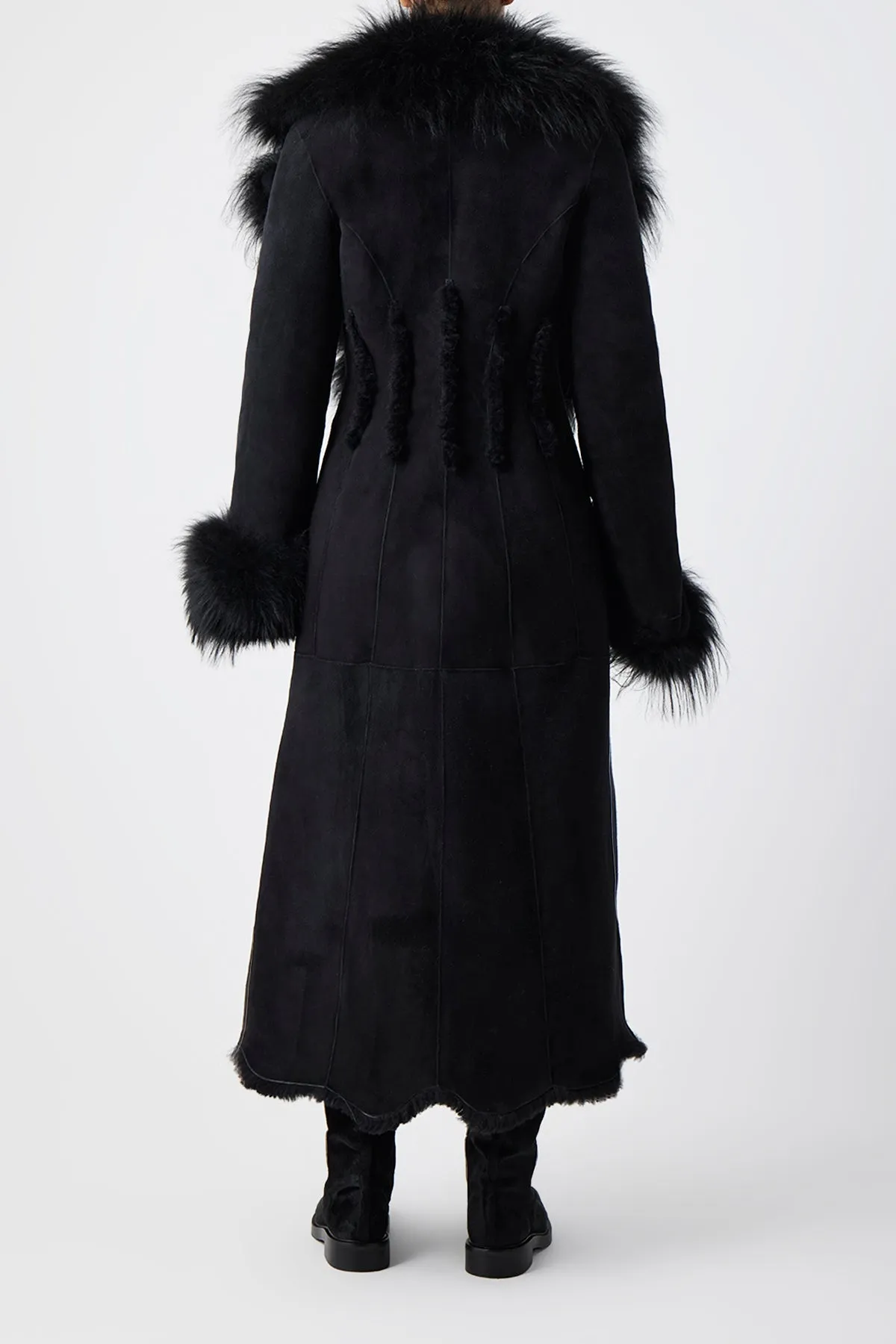 Prufrock Coat in Black Cashmere Shearling