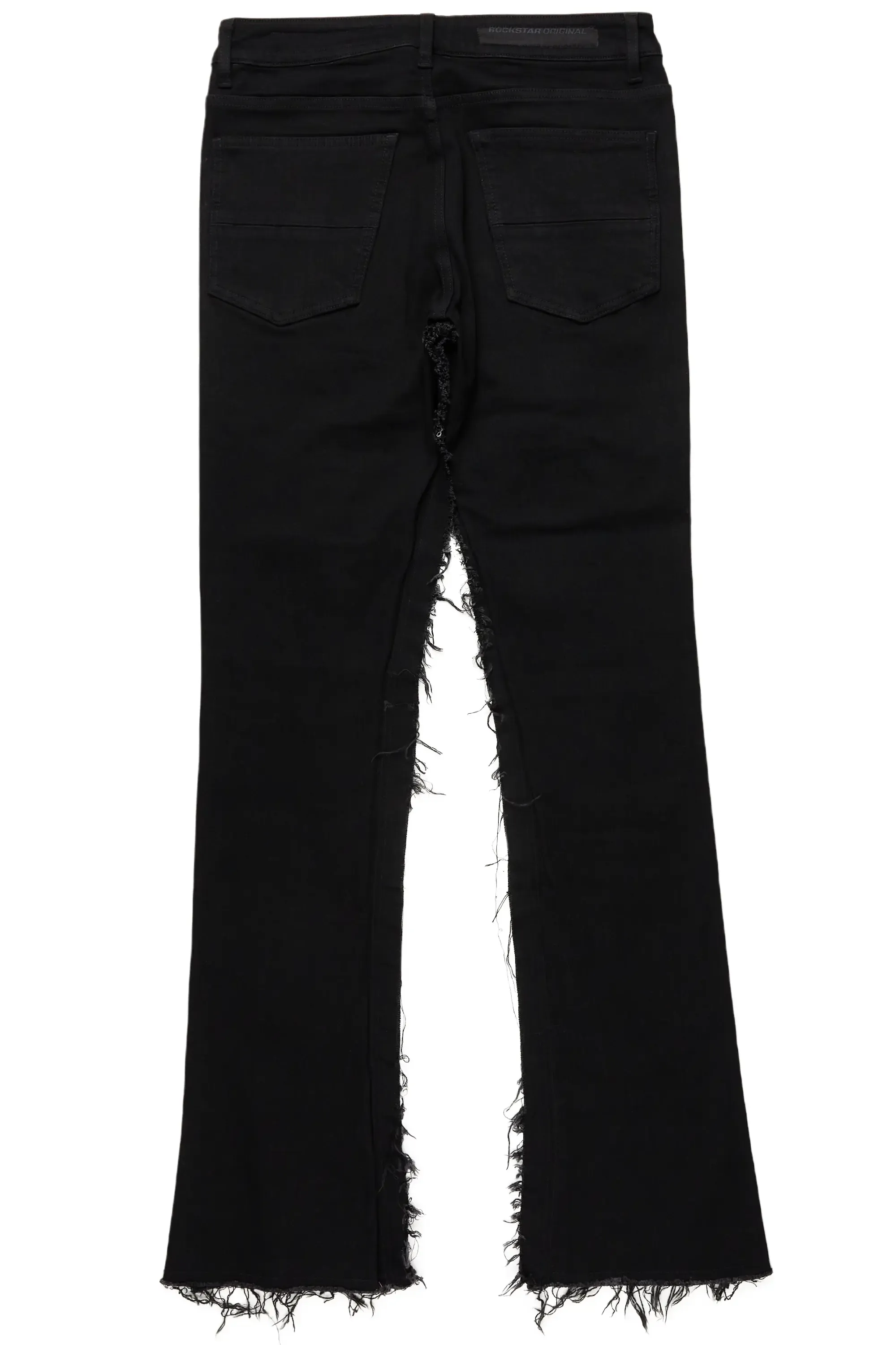 Rhys Black Patchwork Stacked Flare Jean