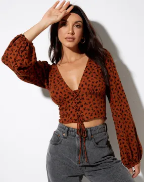 Romina Top in Dainty Daisy Bombay Brown