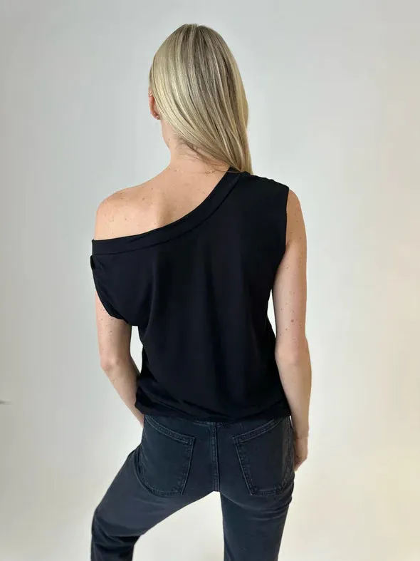 SS Off The Shoulder Charlotte Top | Black