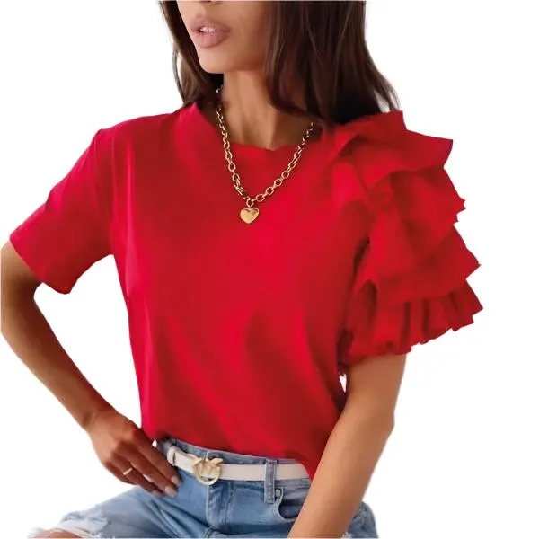 Sweet Carnation Ruffle Top