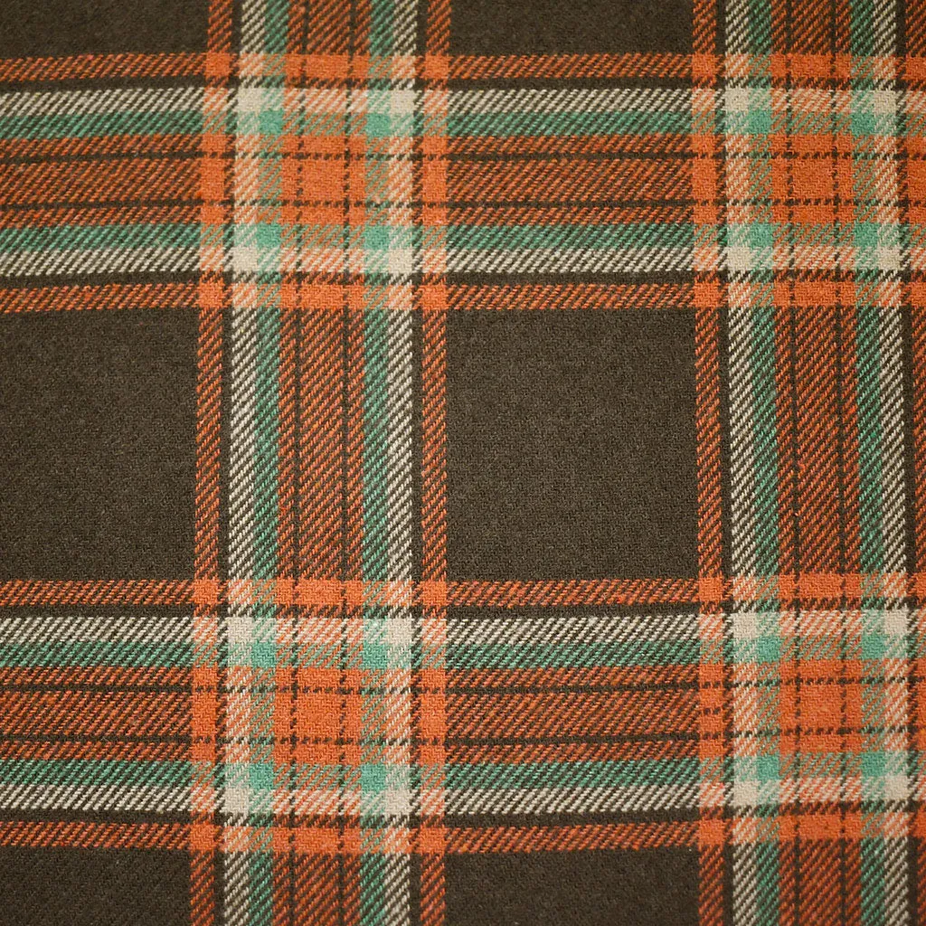 Tartan Plaid Heavy Twill Flannel Shirting Chocolate/Tangerine SY