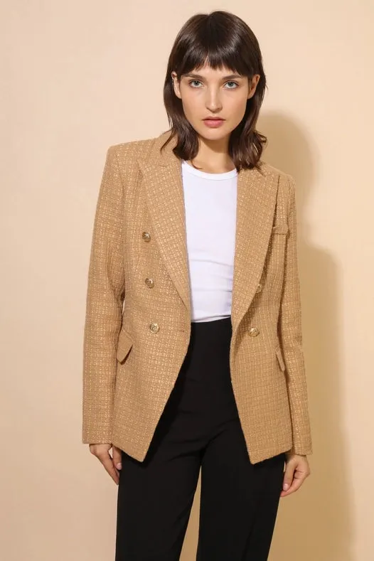 Tweed Blazer Jacket Camel