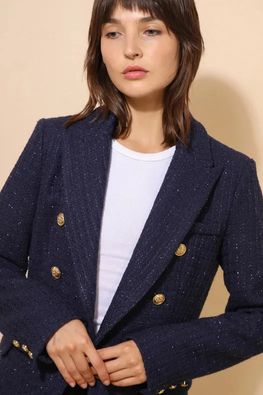 Tweed Blazer Jacket Navy