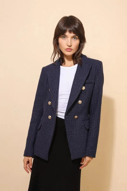 Tweed Blazer Jacket Navy