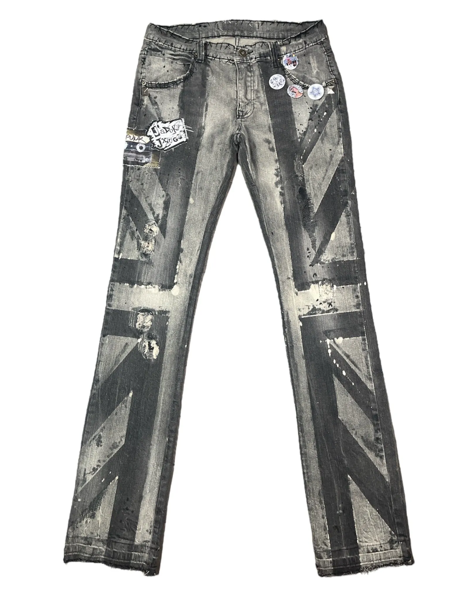 Union Jack Distressed Jeans- M