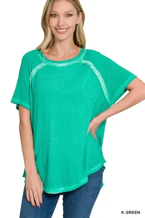 Washed Short Sleeve Top Kelly Green