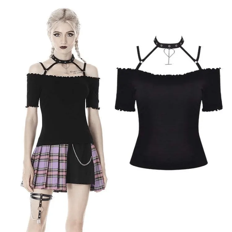 Women's Punk Off-shoulder Halter T-shirts