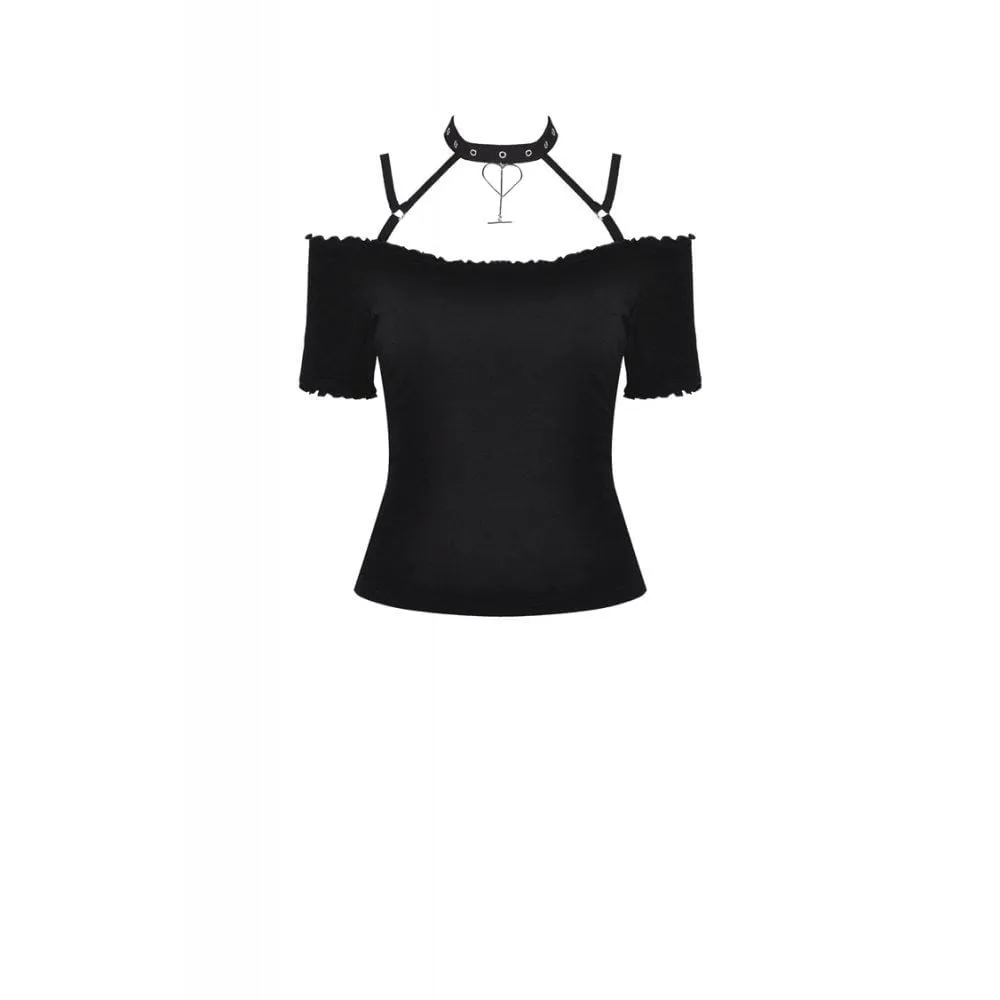 Women's Punk Off-shoulder Halter T-shirts