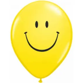 Yellow Smile Face 12cm Mini Balloons - Pack of 5